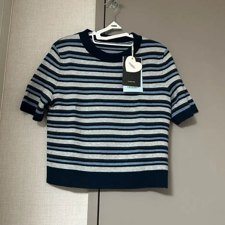 [BUNJANG] KUOSE Stripe Knit Short Sleeve Top / 쿠오세 (KUOSE) 미우 스트라이프 니트 반팔
