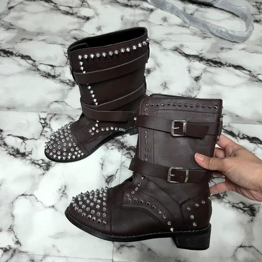 [BUNJANG] Y2K Studded Brown Short Boots / y2k스터드 브라운 숏 부츠 y2k워커(3월초까지판매)