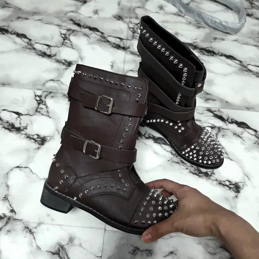 [BUNJANG] Y2K Studded Brown Short Boots / y2k스터드 브라운 숏 부츠 y2k워커(3월초까지판매)