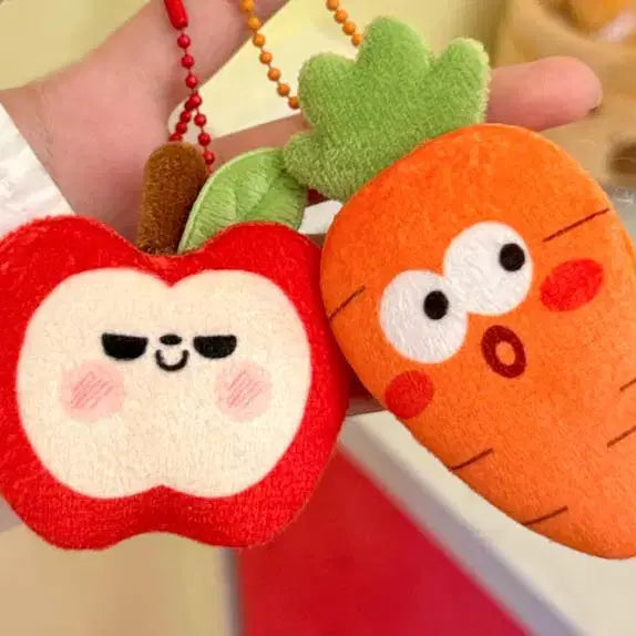 [BUNJANG] Vegetable Fruit Emoji Keyring / 야채 과일 표정 인형키링 / 사과 파인애플 당근 고추 백참 가방고리
