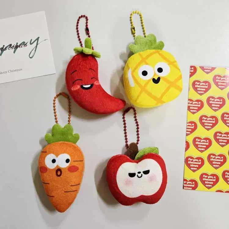 [BUNJANG] Vegetable Fruit Emoji Keyring / 야채 과일 표정 인형키링 / 사과 파인애플 당근 고추 백참 가방고리