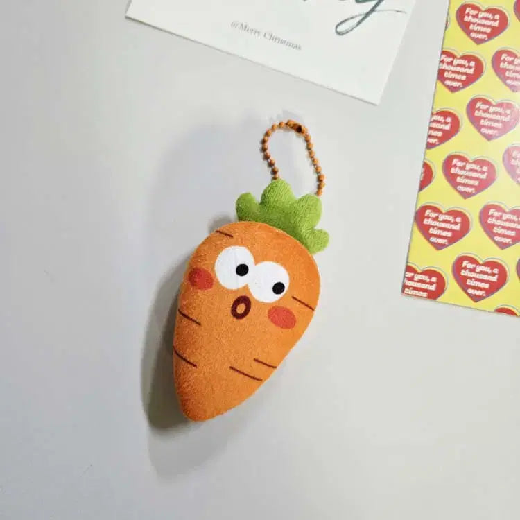 [BUNJANG] Vegetable Fruit Emoji Keyring / 야채 과일 표정 인형키링 / 사과 파인애플 당근 고추 백참 가방고리