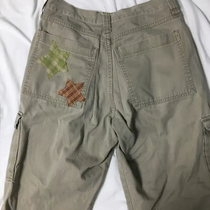 [BUNJANG] Vintage Star Patch Cargo Wide Pants / 빈티지 별 패치 카고 와이드 팬츠