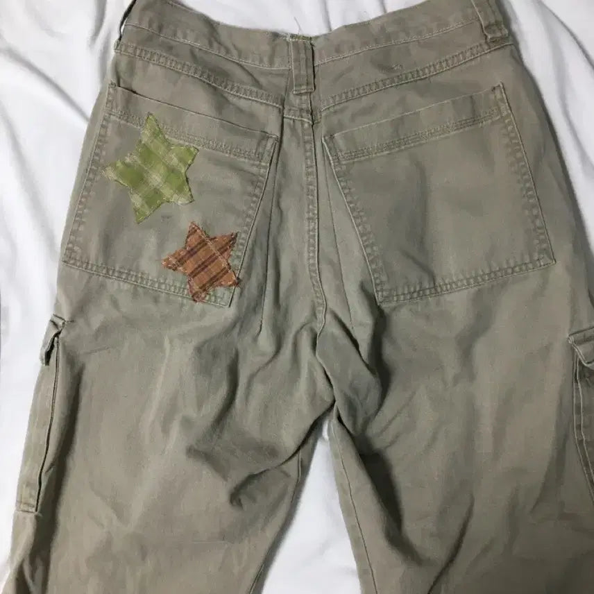 [BUNJANG] Vintage Star Patch Cargo Wide Pants / 빈티지 별 패치 카고 와이드 팬츠