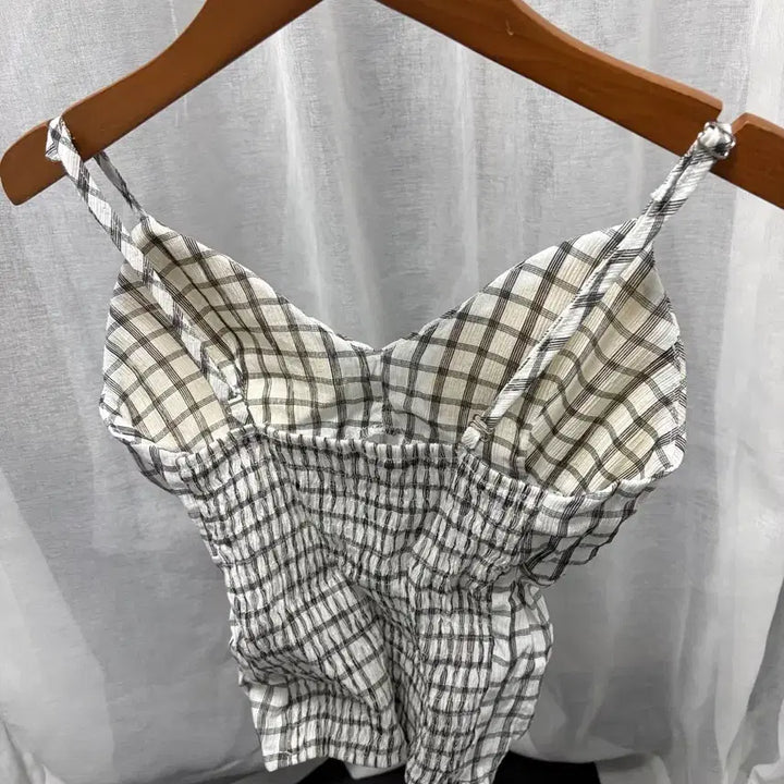 [BUNJANG] V Vest Top / 체크 뷔스티에 탑