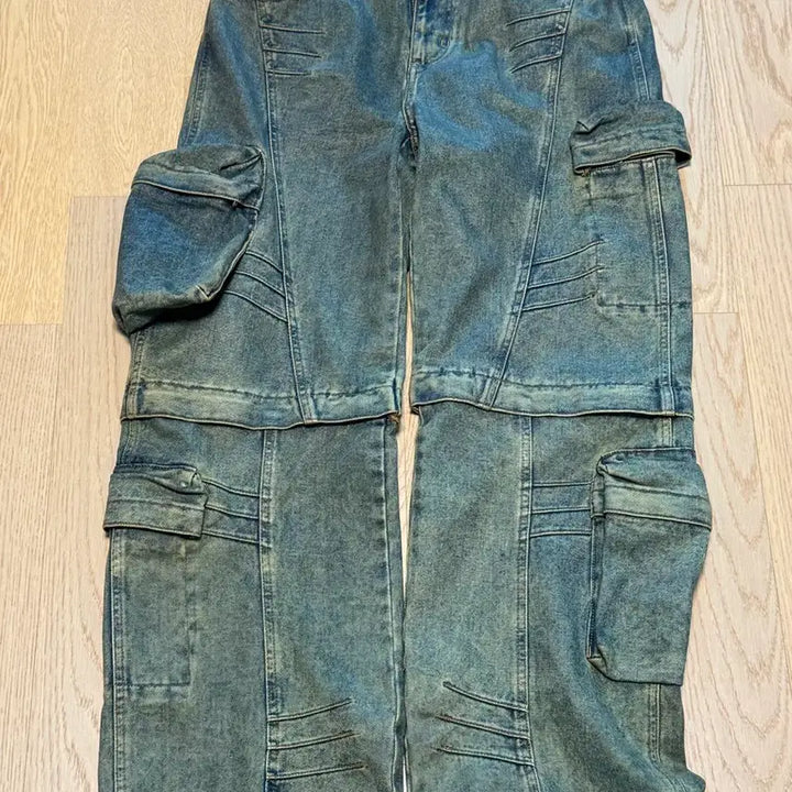 [BUNJANG] Andersson Bell Coated Wide Leg Jeans Army Green / [30] 앤더슨벨 카고 코티드 와이드 레그 진 아미 그린