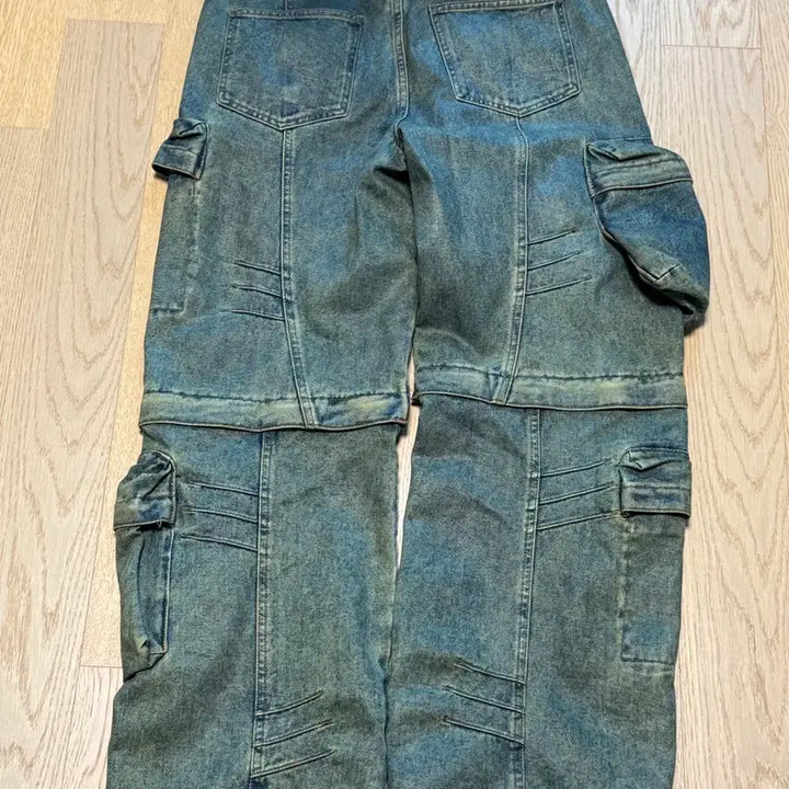 [BUNJANG] Andersson Bell Coated Wide Leg Jeans Army Green / [30] 앤더슨벨 카고 코티드 와이드 레그 진 아미 그린