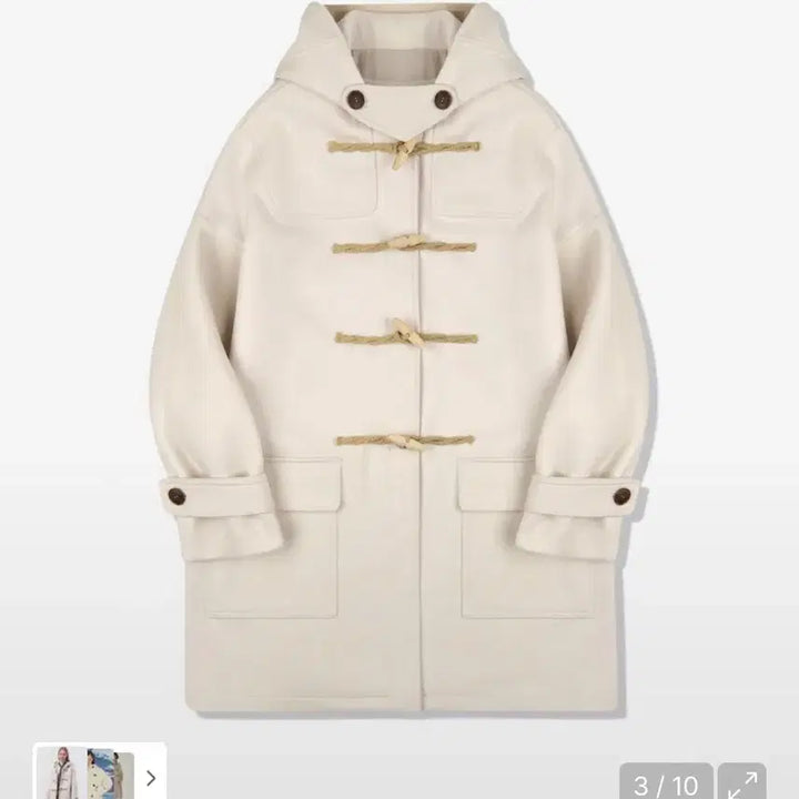 [BUNJANG] Main Booth Oversized Duffle Toggle Coat Ivory / 메인부스 오버사이즈 더플 떡볶이 코트 아이보리