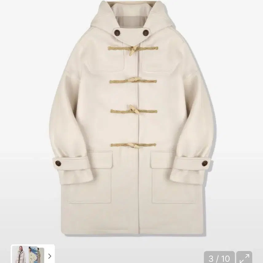 [BUNJANG] Main Booth Oversized Duffle Toggle Coat Ivory / 메인부스 오버사이즈 더플 떡볶이 코트 아이보리