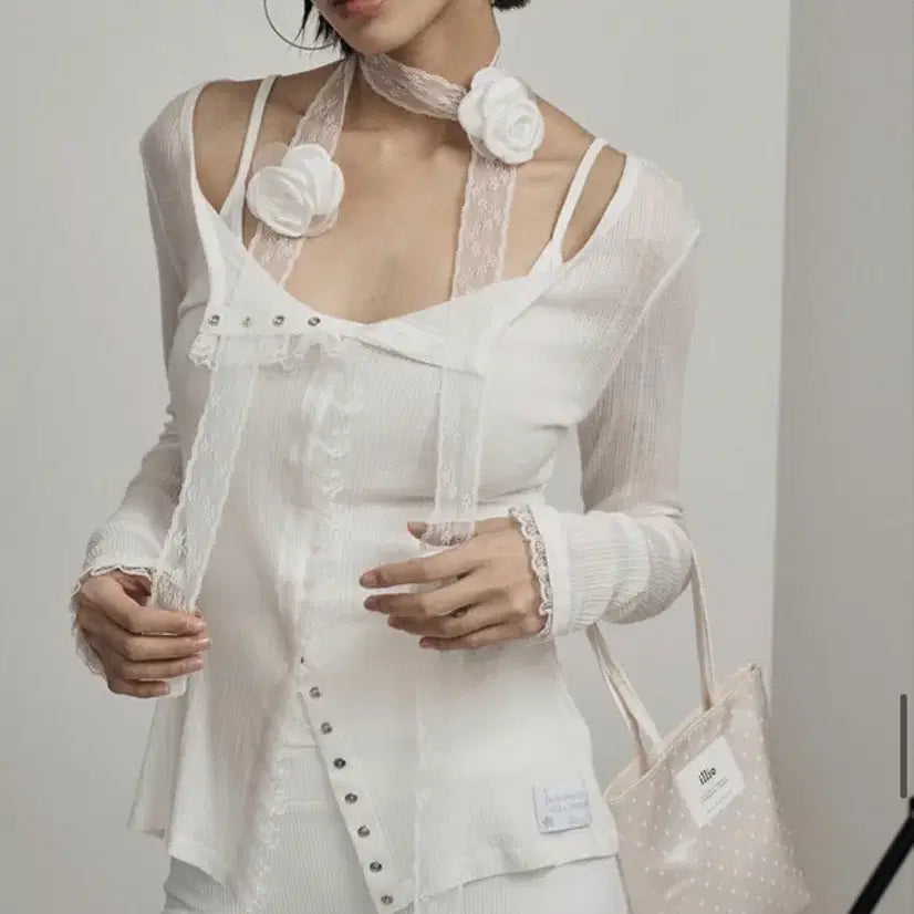 [SOLD OUT] 일리오 WHITE LACE TRIM CARDIGAN 가디건