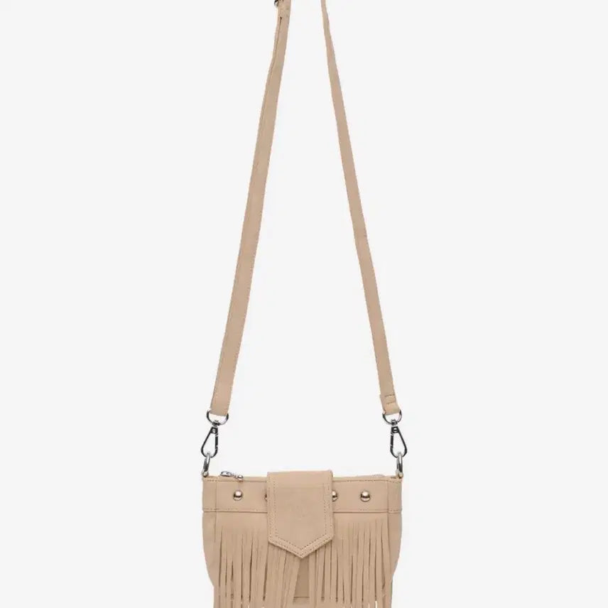 [BUNJANG] Bady Suede Fringe Mini Bag Coral Beige / 배디 스웨이드 프린지 미니백 코랄베이지
