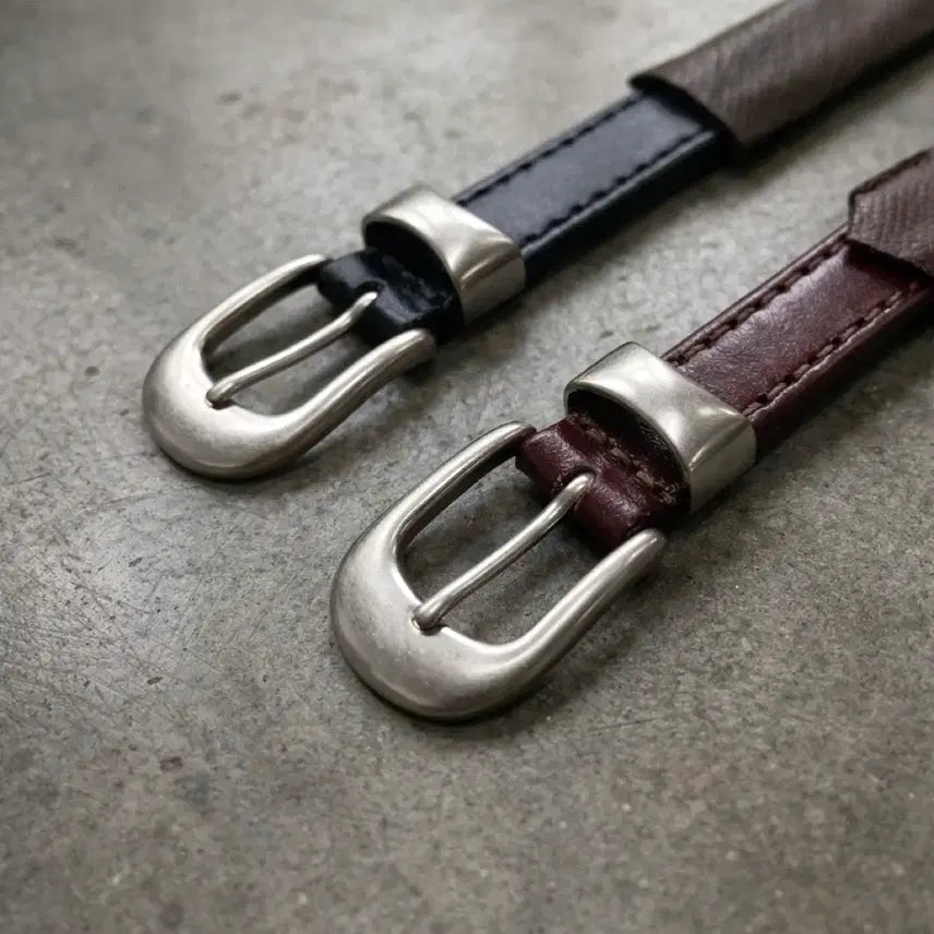 [BUNJANG] Vintage Slim Leather Belt / (2차재입고) 빈티지 2cm 소가죽벨트 프리미엄 풀그레인가죽