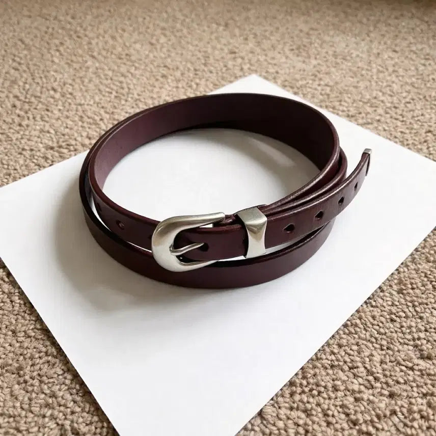 [BUNJANG] Vintage Slim Leather Belt / (2차재입고) 빈티지 2cm 소가죽벨트 프리미엄 풀그레인가죽