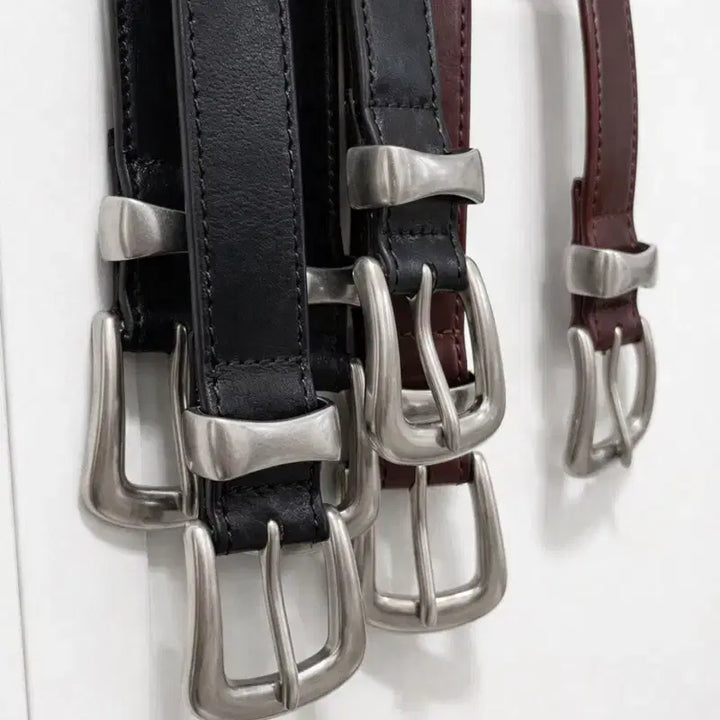 [BUNJANG] Vintage Slim Leather Belt / (2차재입고) 빈티지 2cm 소가죽벨트 프리미엄 풀그레인가죽