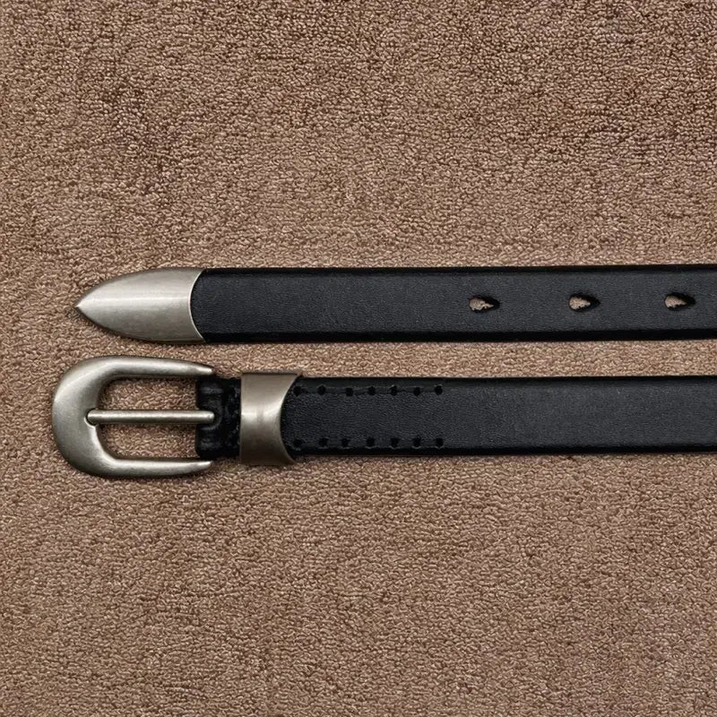 [BUNJANG] Vintage Slim Leather Belt / (2차재입고) 빈티지 2cm 소가죽벨트 프리미엄 풀그레인가죽