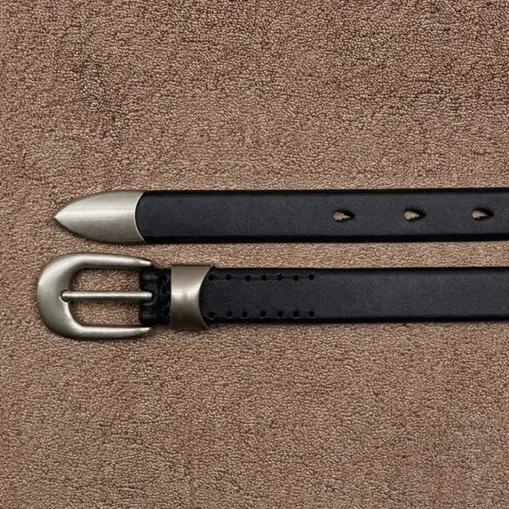 [BUNJANG] Vintage Slim Leather Belt / (2차재입고) 빈티지 2cm 소가죽벨트 프리미엄 풀그레인가죽