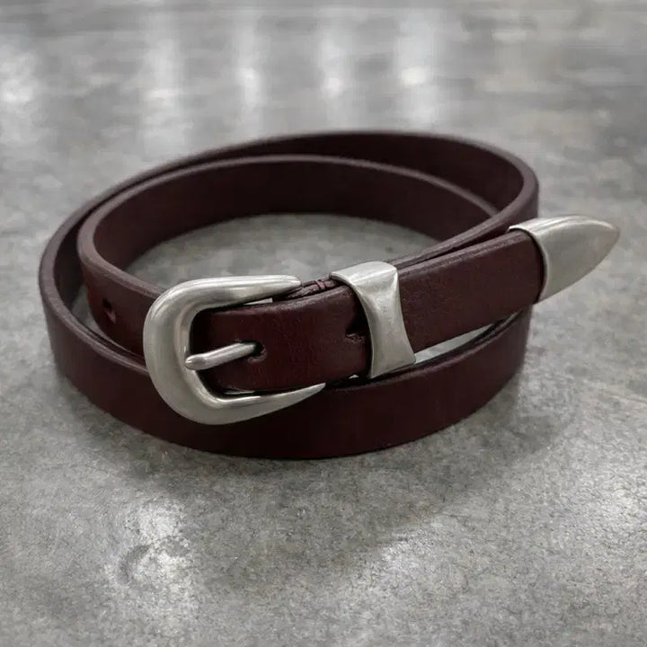 [BUNJANG] Vintage Slim Leather Belt / (2차재입고) 빈티지 2cm 소가죽벨트 프리미엄 풀그레인가죽