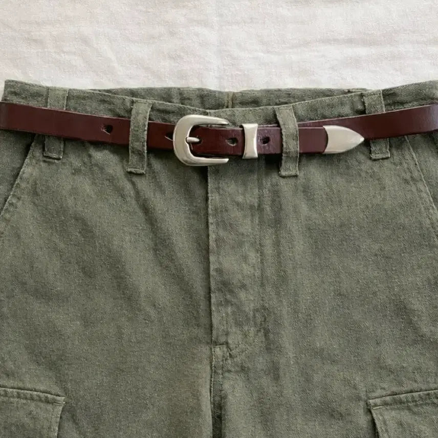 [BUNJANG] Vintage Slim Leather Belt / (2차재입고) 빈티지 2cm 소가죽벨트 프리미엄 풀그레인가죽