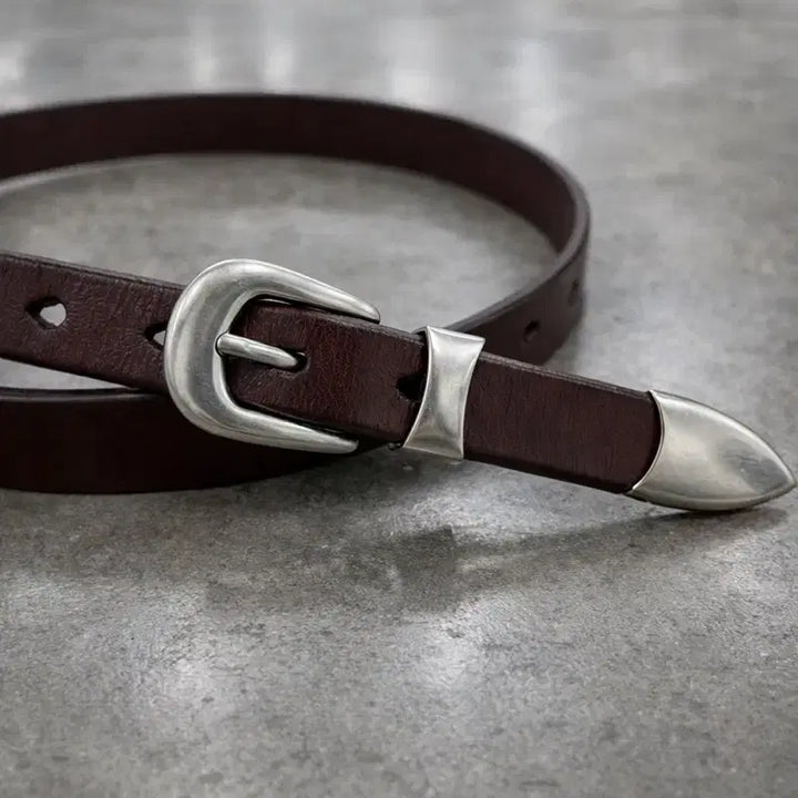 [BUNJANG] Vintage Slim Leather Belt / (2차재입고) 빈티지 2cm 소가죽벨트 프리미엄 풀그레인가죽