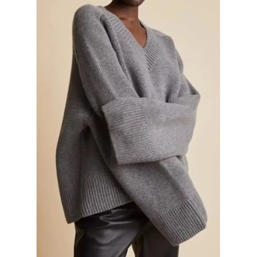[BUNJANG] Khaite Oversized V-Neck Cashmere Knit Sweater / Khaite 케이트 브이넥 오버사이즈 니트
