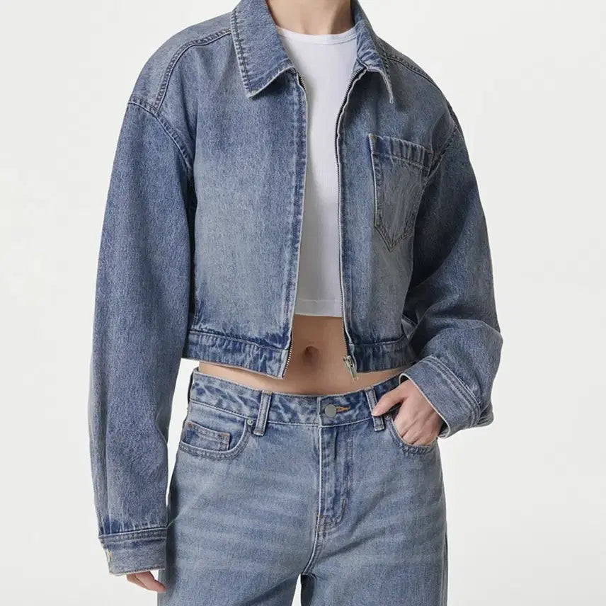 [BUNJANG] Musinsa Standard Cropped Denim Jacket / 무신사 스탠다드 크롭 청자켓