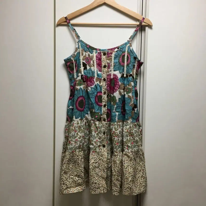 [BUNJANG] Vintage Mini Dress / 일본 빈티지 나시 미니원피스 모리걸 하구미 히피 플라워 꽃무늬 지구네