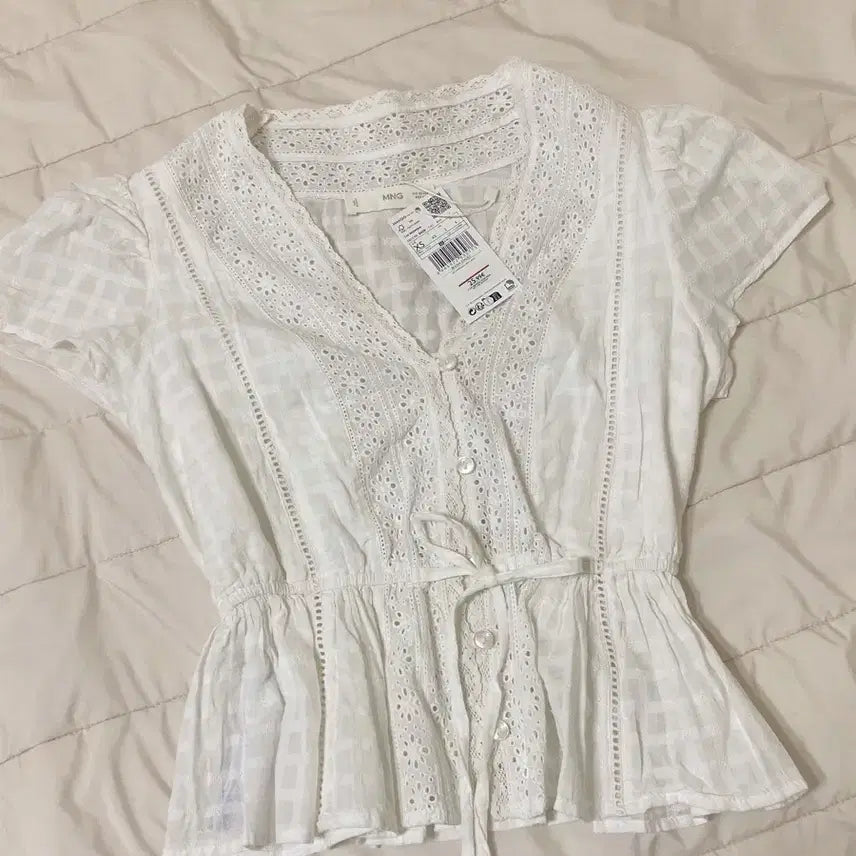 [BUNJANG] Mango White Lace Blouse XS / 망고 화이트 레이스 블라우스 xs 새상품