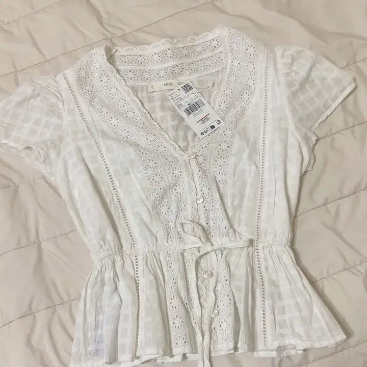 [BUNJANG] Mango White Lace Blouse XS / 망고 화이트 레이스 블라우스 xs 새상품