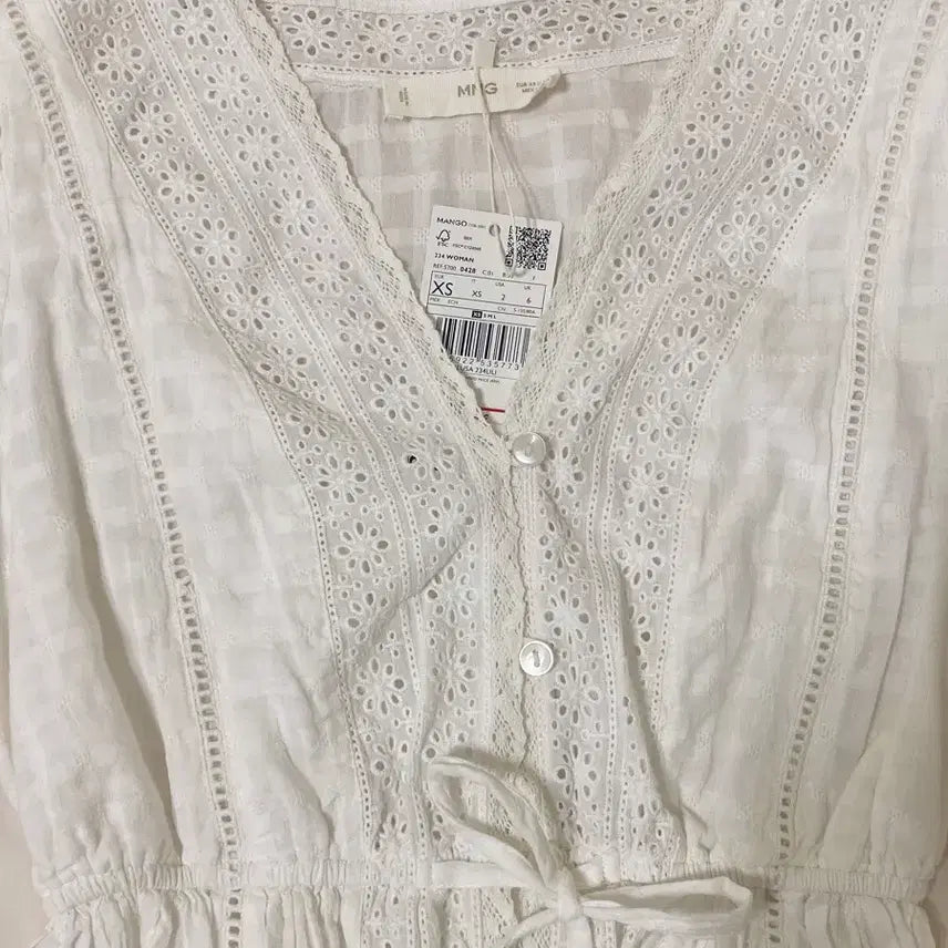 [BUNJANG] Mango White Lace Blouse XS / 망고 화이트 레이스 블라우스 xs 새상품