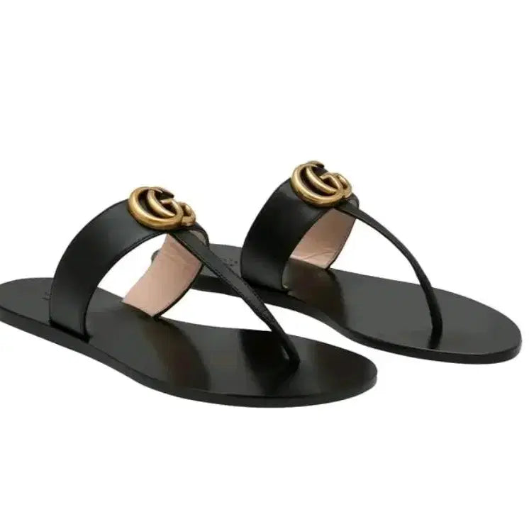 [BUNJANG] Gucci GG Marmont T-Strap Sandals Black / 구찌 GG 마몽 T스트랩 샌들 블랙