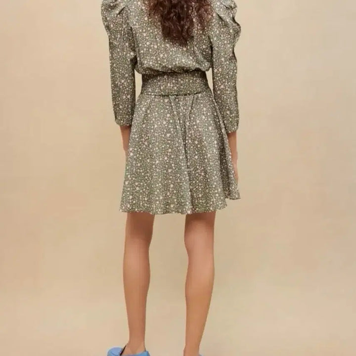 [BUNJANG] Maje Rose Button Mini Dress / Maje 마쥬 볼륨 슬리브 미니 드레스 로즈 버튼