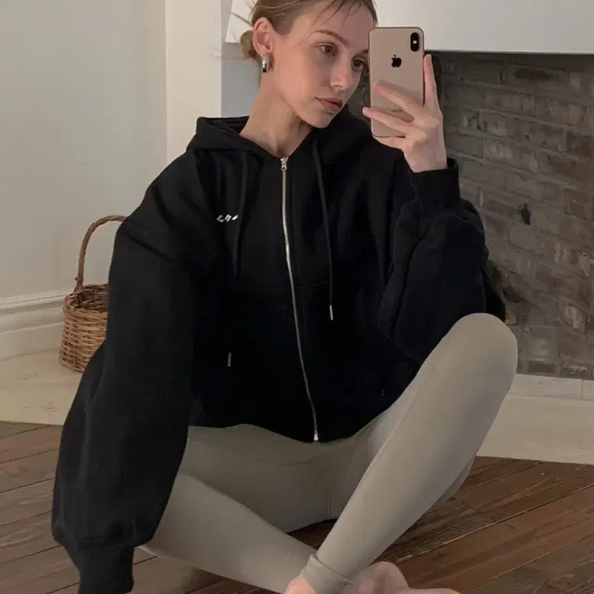 [BUNJANG] Active Crop Hoodie Jumper / 인지액티브 크롭 후디점퍼