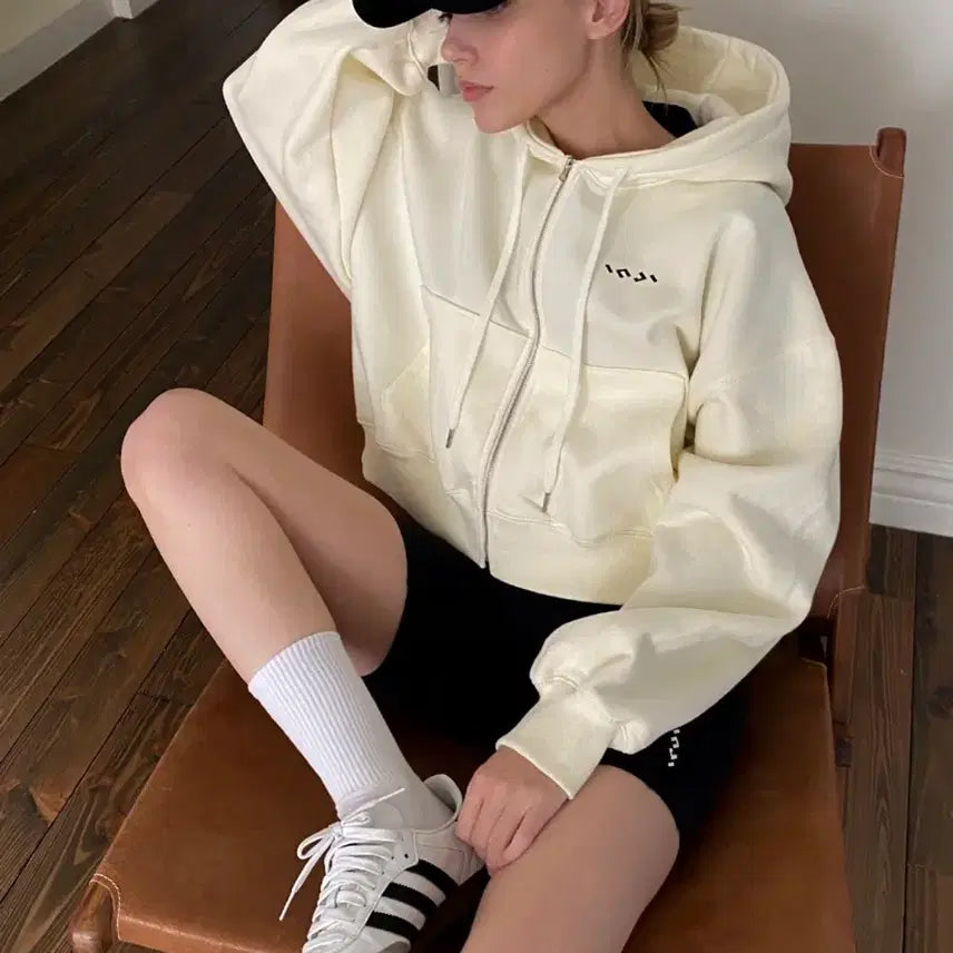 [BUNJANG] Active Crop Hoodie Jumper / 인지액티브 크롭 후디점퍼