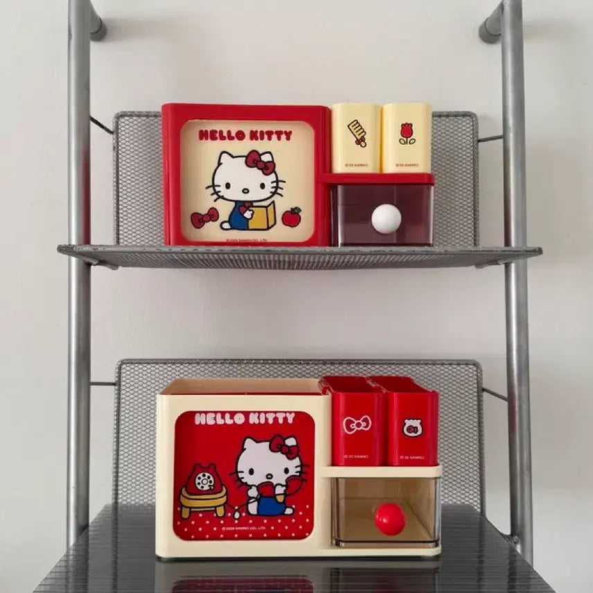 [BUNJANG] Kitty Desk Organizer Pen Holder / [정품/2종류] 키티 데스크 칸칸이 수납함 연필꽂이 정리함(새상품)