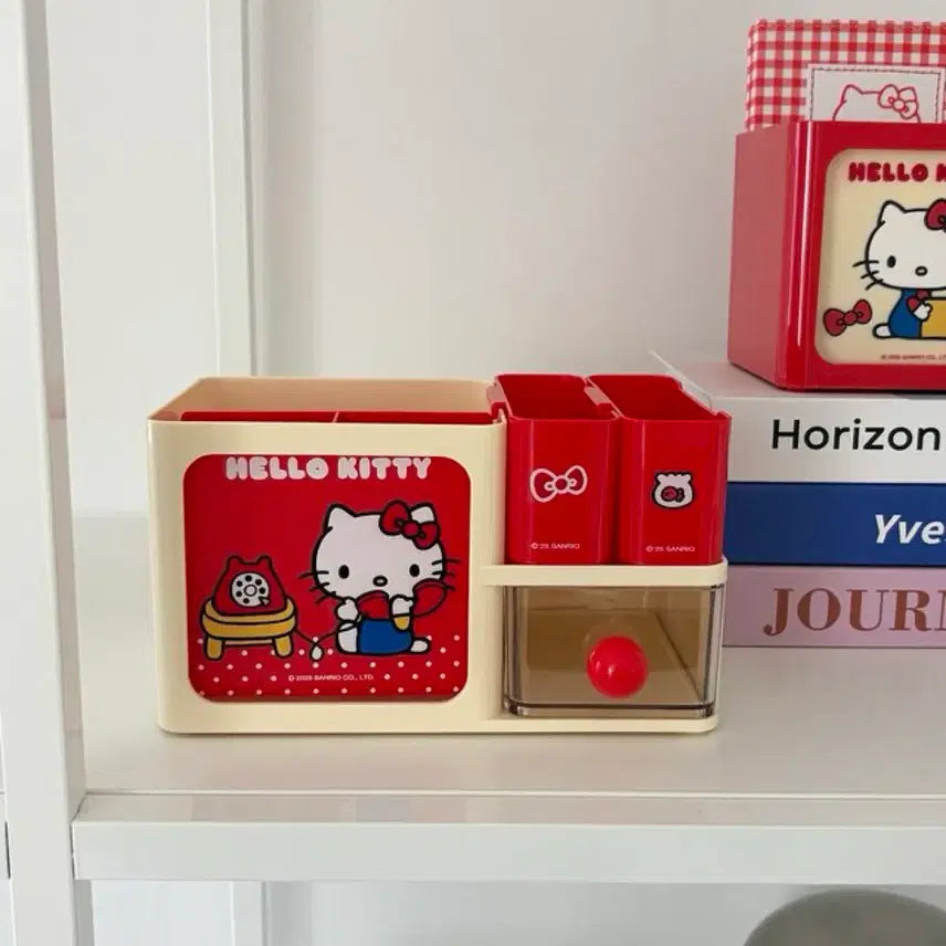 [BUNJANG] Kitty Desk Organizer Pen Holder / [정품/2종류] 키티 데스크 칸칸이 수납함 연필꽂이 정리함(새상품)