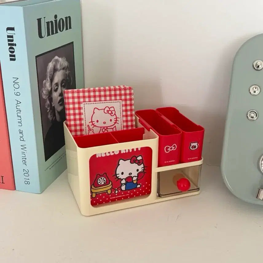 [BUNJANG] Kitty Desk Organizer Pen Holder / [정품/2종류] 키티 데스크 칸칸이 수납함 연필꽂이 정리함(새상품)
