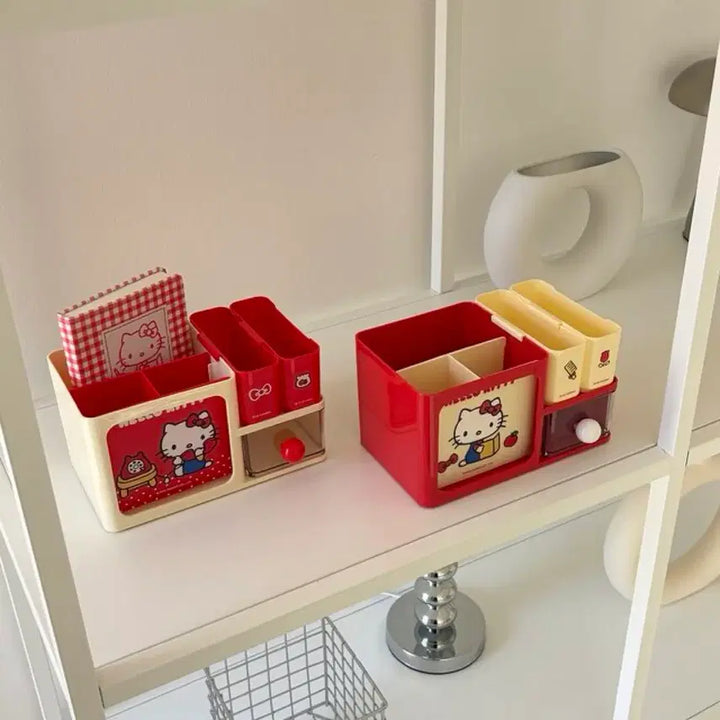 [BUNJANG] Kitty Desk Organizer Pen Holder / [정품/2종류] 키티 데스크 칸칸이 수납함 연필꽂이 정리함(새상품)