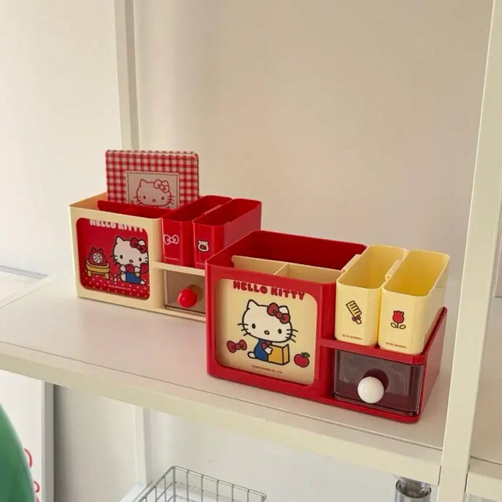 [BUNJANG] Kitty Desk Organizer Pen Holder / [정품/2종류] 키티 데스크 칸칸이 수납함 연필꽂이 정리함(새상품)