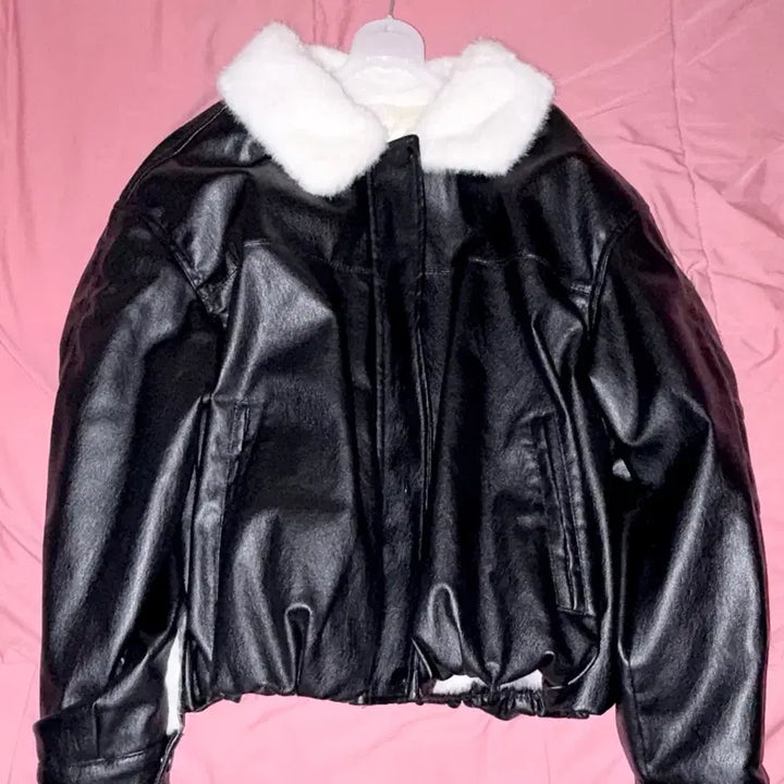 [BUNJANG] NYU New New Faux Leather Jacket / NYU NYU 뉴뉴 무스탕 털 레더가죽자켓