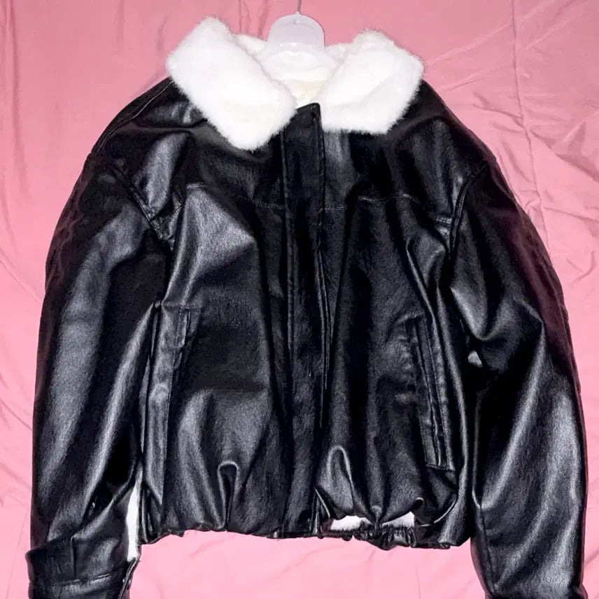 [BUNJANG] NYU New New Faux Leather Jacket / NYU NYU 뉴뉴 무스탕 털 레더가죽자켓