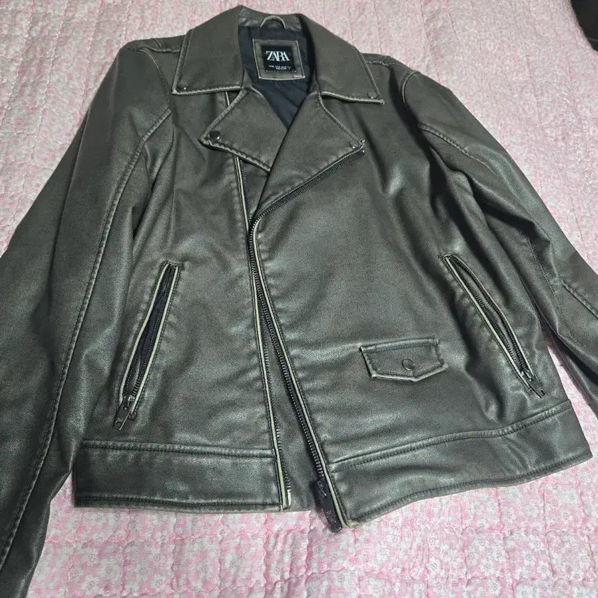 [SOLD OUT] 자라 브라운 레더 라이더 자켓 105