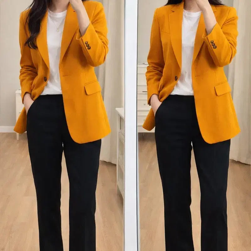 [BUNJANG] ZARA Mustard Single Blazer / 자라 ZARA 머스타드 싱글 블레이저 L /세미오버핏 /봄가을 자켓