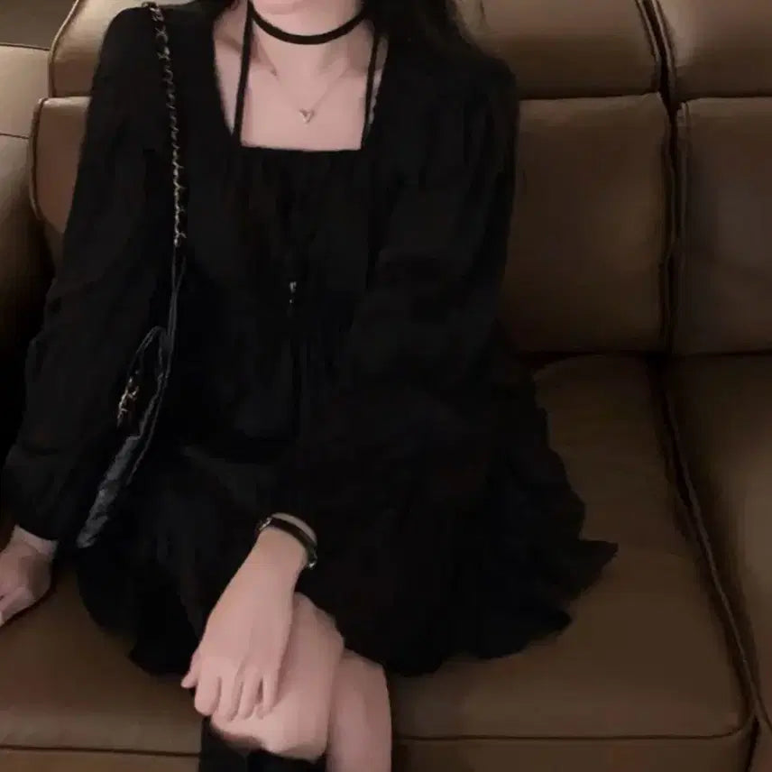 [BUNJANG] Choker Mini Dress / 초커 콩단추 미니 원피스(새상품)