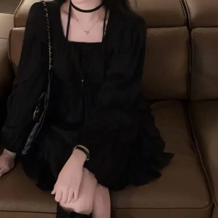 [BUNJANG] Choker Mini Dress / 초커 콩단추 미니 원피스(새상품)