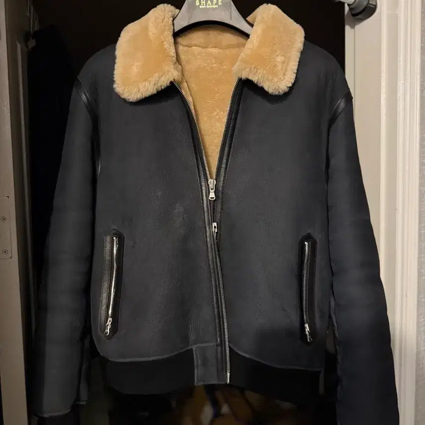 [BUNJANG] Shape Boutique Leather Shearling Bomber Jacket / 쉐입부티크 레더 시어링 봄버 자켓