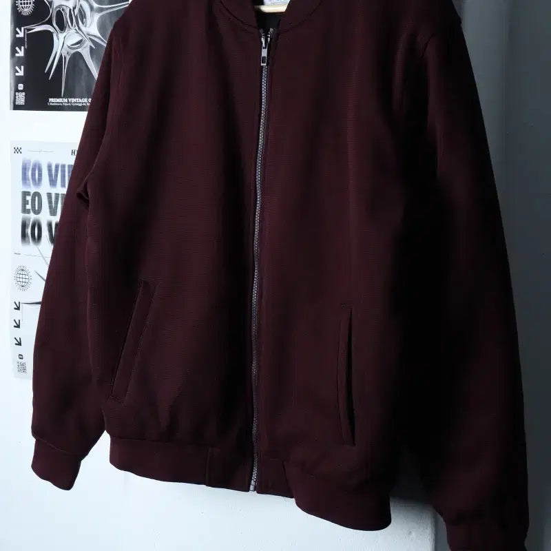 [BUNJANG] Zara Windbreaker Bomber Jacket / (L-XL) 자라 집업 바람막이 점퍼자켓 봄버 버건디 골지-1737E