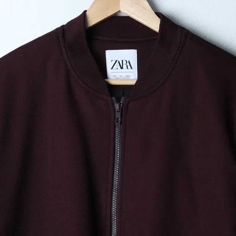 [BUNJANG] Zara Windbreaker Bomber Jacket / (L-XL) 자라 집업 바람막이 점퍼자켓 봄버 버건디 골지-1737E