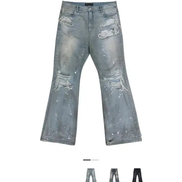 [BUNJANG] Protocolindex Distressed Flare Jeans Blue (Size 2) / 프지알 디스트레스드 플레어 진 블루 2사이즈 프로젝트gr 프로토콜인덱스