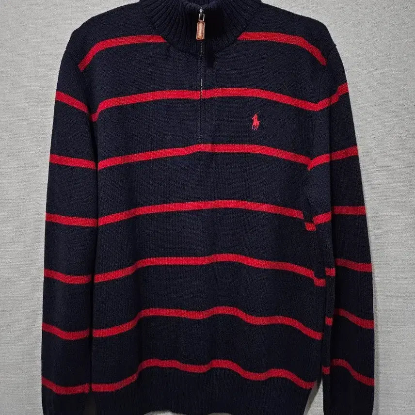 [BUNJANG] Polo Ralph Lauren Stripe Half-Zip Knit Sweater / 폴로 랄프로렌 스트라이프 하프집업 니트 M