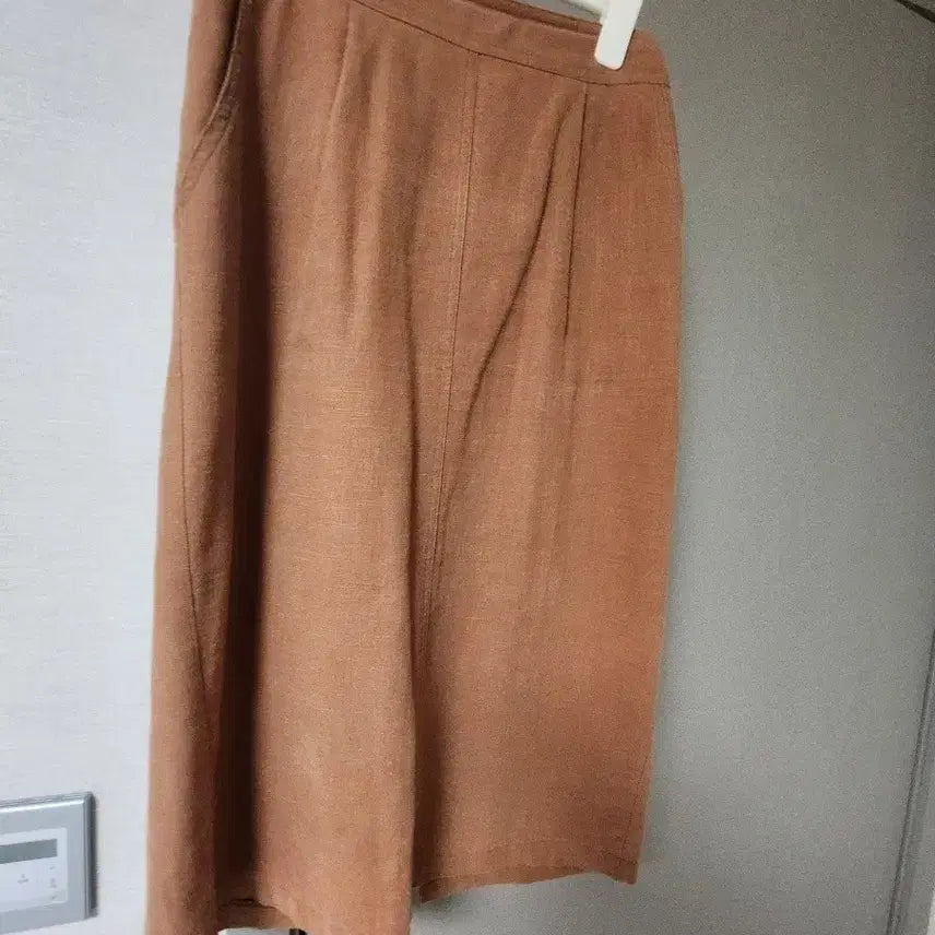 [BUNJANG] Beige Linen Midi Skirt / 베이지 린넨 미디 스커트